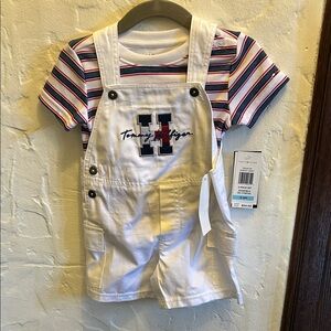 Tommy Hilfiger Kids White Striped Overalls